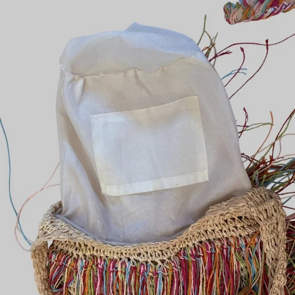 Vintage Raffia Rainbow Fringe Hobo Bag - Picture 7 of 7